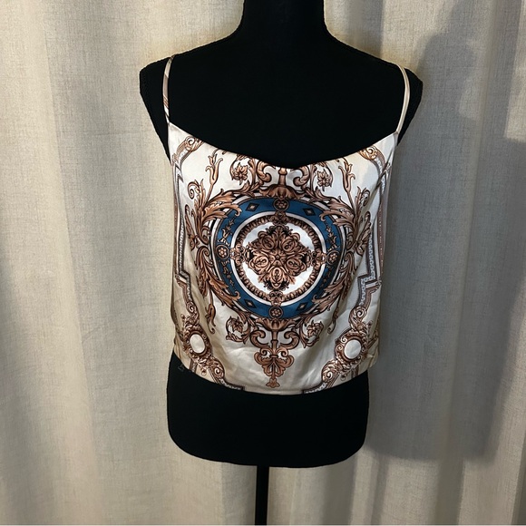 Rachel Zoe Tops - Rachel Zoe Elegant Cream and Blue Patterned Camisole